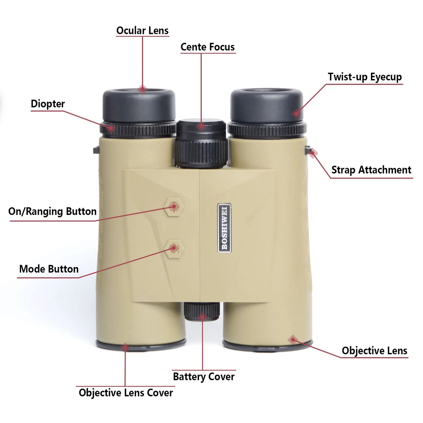 BOSHIWEI 10x42 Laser Rangefinding Binoculars Durable IPX7 Waterproof Design for Golf Hunting Camping and Field Observation