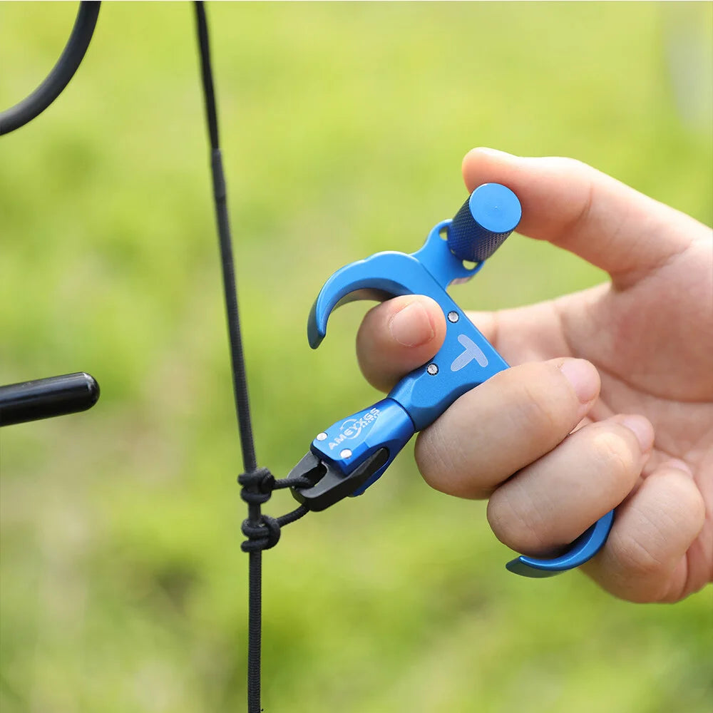 Archery Compound Bow Release 3 Finger 360° Rotatable Jaw Thumb Trigger Aluminum Alloy for LH RH Hunting Target Use