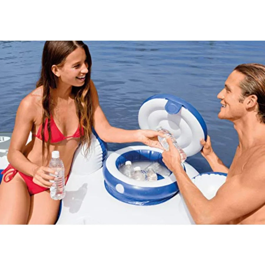Inflatable Pool Tube Float Floating Lake Raft 3 Pack for Outdoor Water Recreation Durable PVC Material Blue Color Buoyant and C