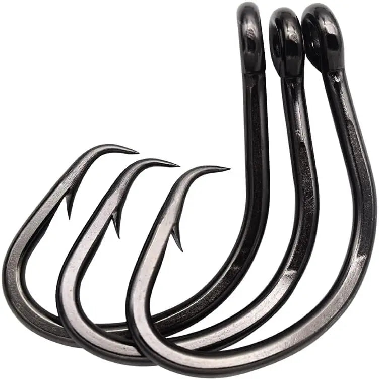 Heavy Duty Live Bait Hook, Size 1-16/0, Big Game Shark Hooks, Black Nickel Coating