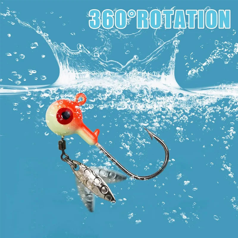50pcs Round Ball Crappie Jig Heads Hook With Double Eyes Bass Trout Freshwater Saltwater Fishing Lure