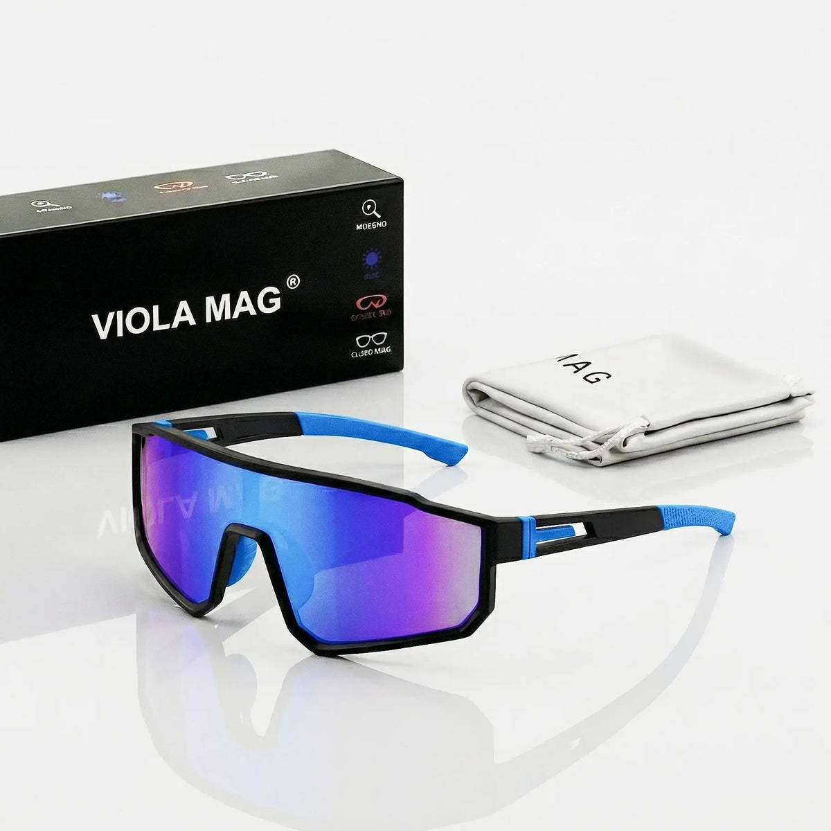 VIOLA MAG Fashion Cycling Glasses, Unisex, Oversized Frame, Non-slip Rubber Grip Frame Suitable for Running, Fishing, Hiking and