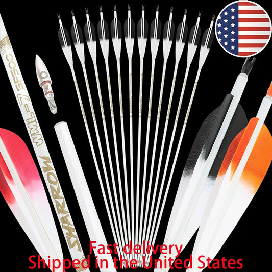 6pcs 32inch Archery Pure Carbon Arrow Spine 500 Shaft +/- 0.003 Outdoor Sports for Archery Bow Hunting Shooting Accessories