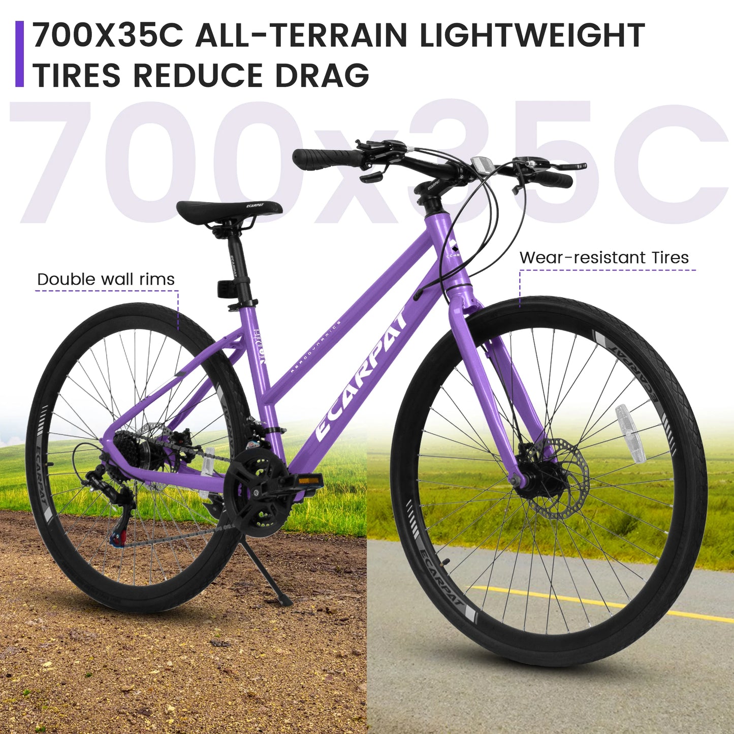 700C Road Bike for Men and Women, 21 Speed Road Bicycle, Lightweight Aluminum Frame, Dual Disc Brake, Racing Bike, Adult City Commuter Bicycle