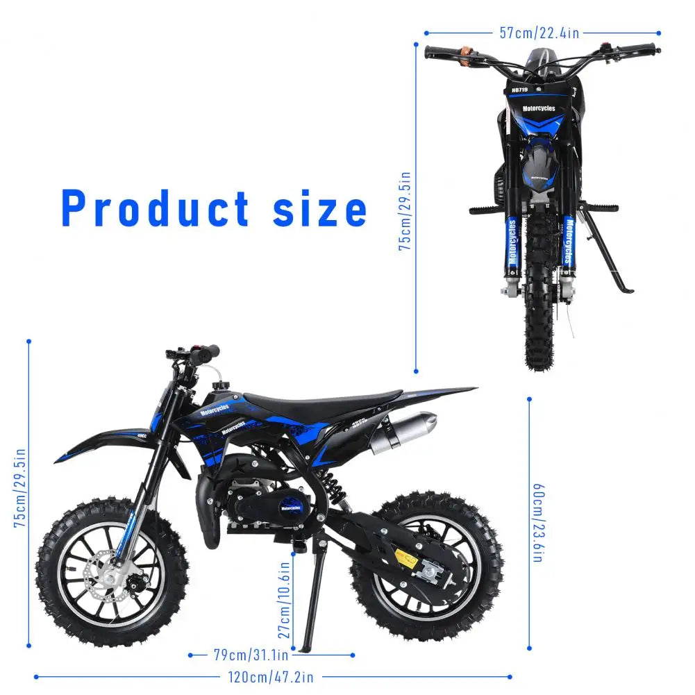 Off-road Motorcycle Mini Kid Dirt Bike, 49CC 2-Stroke Gas Powered Motorbike, Shock Absorption Pocket Motorcycle, Up To 25 Mph