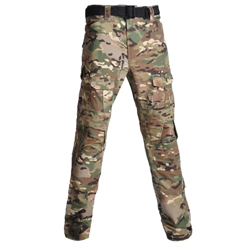 Tactical Combat Tops + Cargo With Caps and Gloves Pants Suit Multiple Training Kits Camo Airsoft Hunting Clothes CP