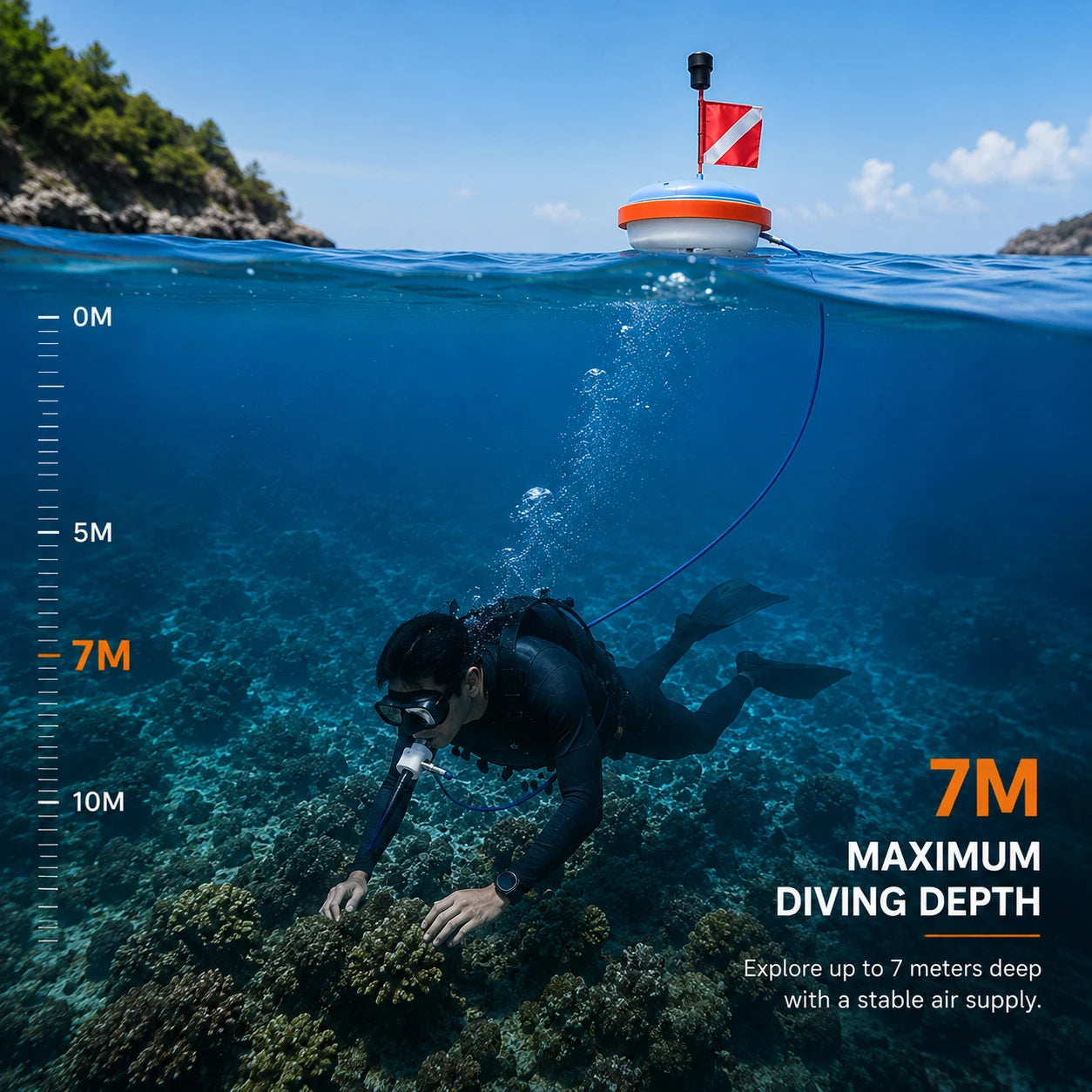 LIEYU Portable Tankless Scuba Diving Ventilator Underwater 45min Working 7m Depth Waterproof Rechargeable Snorkeling Equipment