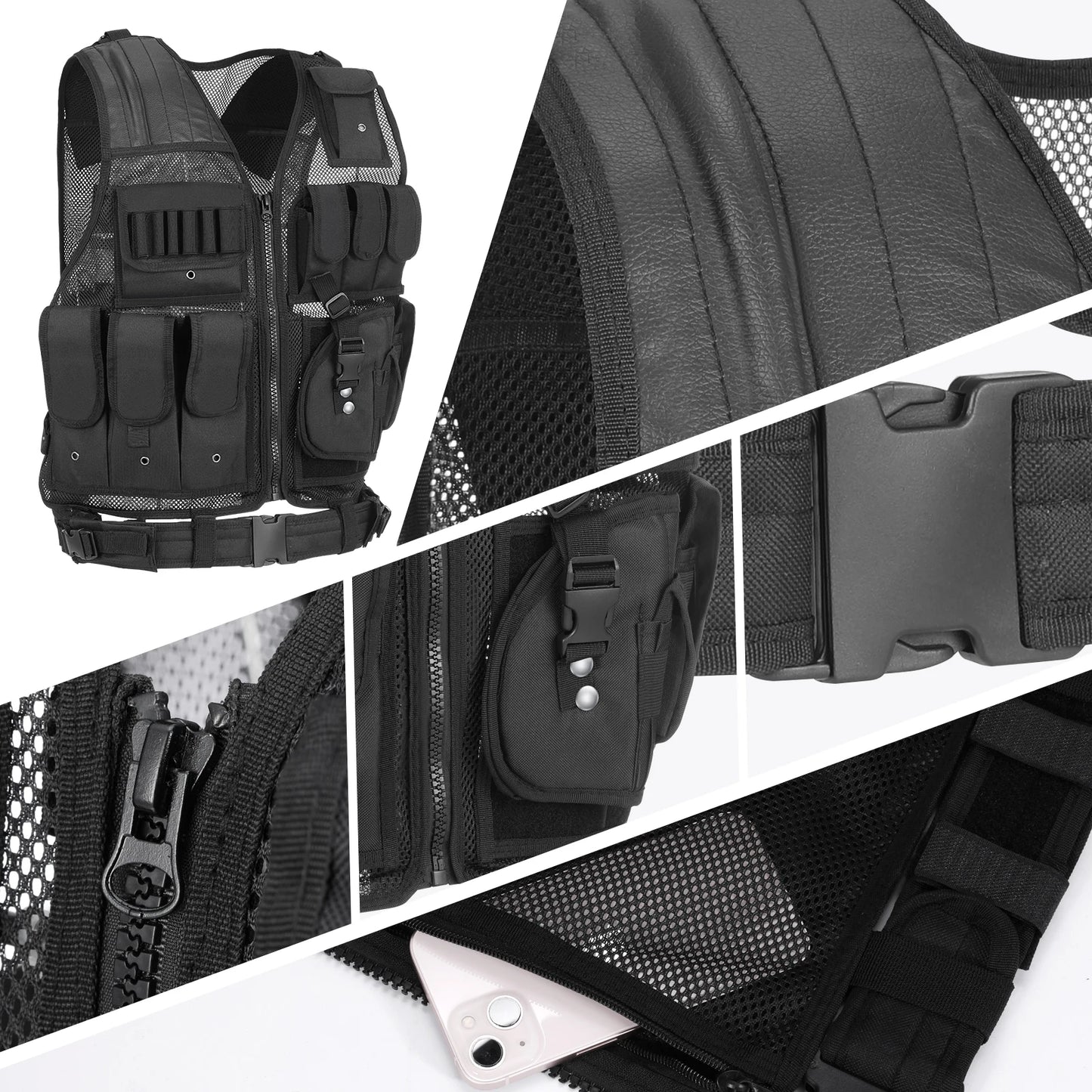 Tactical Vest Multi-Pockets Breathable Combat Vest Outdoor Military Airsoft Army Vest for   Hunting Camping Hiking
