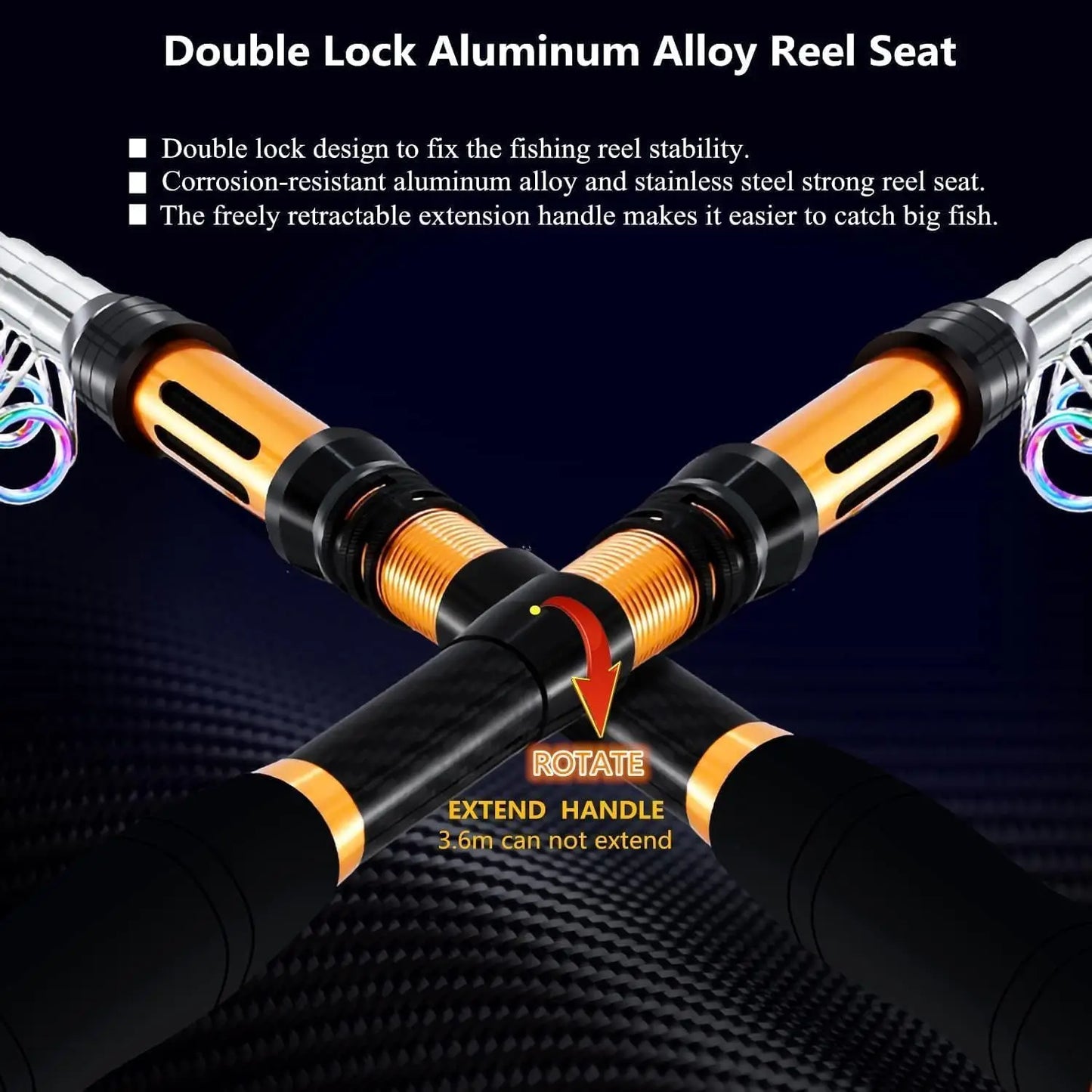 Portable Fishing Spinning Rod and Combo Set Carbon Fiber Fluorescent Rod Tip, with Fishing Lures Line