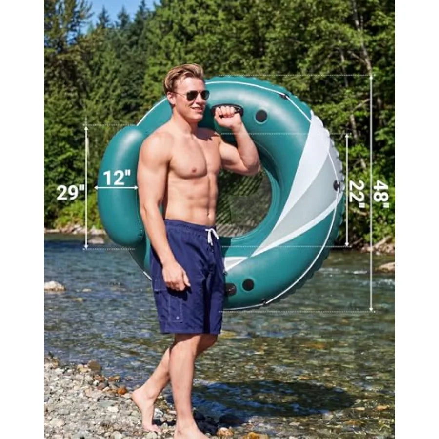 River Tube for Adults, Tube for River Floating, Heavy Duty River Tube for Beach Lake Rafting, River Floats with Mesh Bottom, Pu