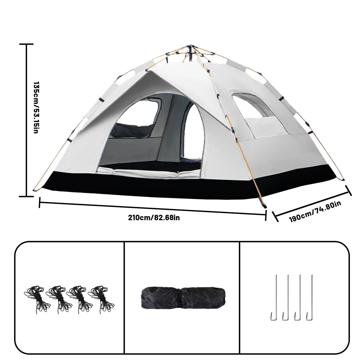 Large Auto-Pop Silver Shelter - Portable Instant Sun & Rain Tent for 3-4 People, Perfect for Beach, Camping & Travel