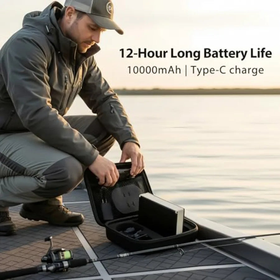IP68 Waterproof Underwater Fishing Camera with Monitor for Ice Lake Sea Boat Kayak All-in-One Portable Fish Finder in Black wit