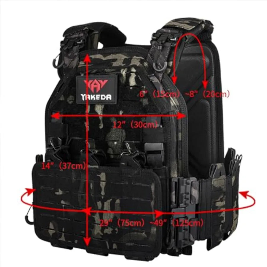 YAKEDA Tactical Outdoor Vest for Men/1000D Nylon Quick Release Laser-Cutting Modular Lightweight Vest
