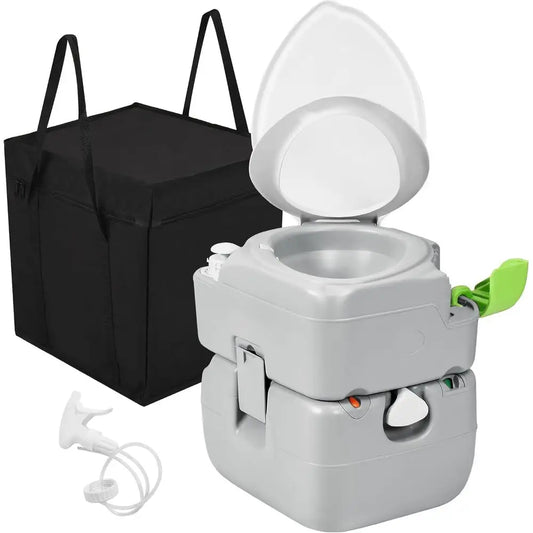 Portable Toilet Camping Porta Potty 5.8 Gallon with Diagonal Deepened and Enlargerd Bowl, Hand Sprayer, Level Indicator, Carry B