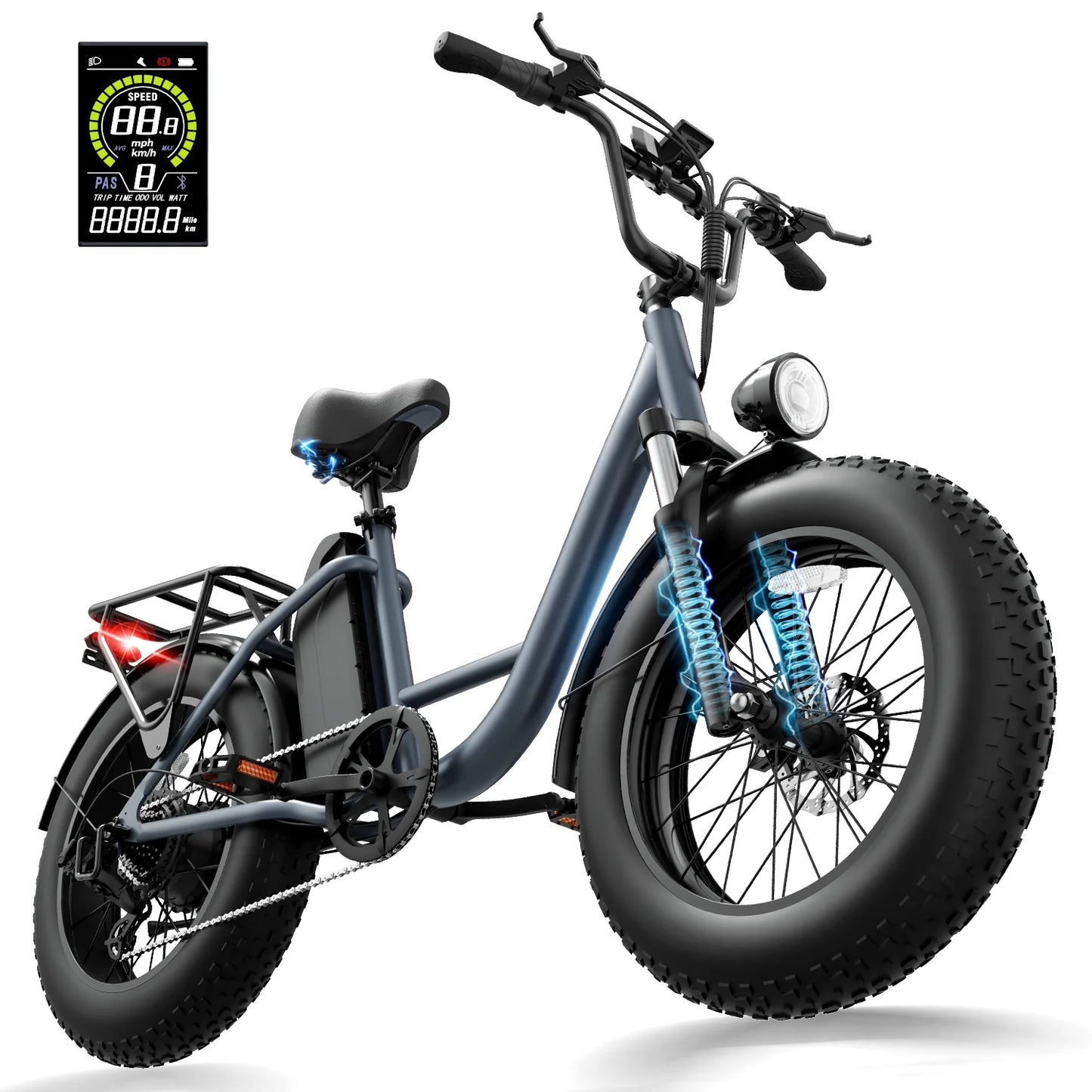 URLIFE E20PRO 20"×4 Fat Tire Ebike Adults 1500W 48V 15.6Ah Battery Front Suspension LCD Display All-Terrain Electric Bicycle