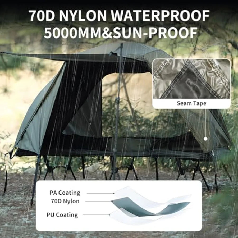 TENPLAY 1-Person Cot Tent Flysheet, Must be Used with Matching, Lightweight, Waterproof, Sun Protection, Nylon, Easy Setup, Exp