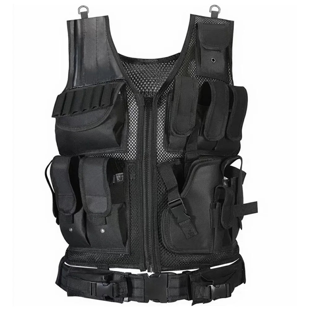 Nylon Molle Vest Adjustable Combat Body Armor Vests Multi-Pocket Mesh Vest Hunting Outdoor CS Game Airsoft Training Jacket