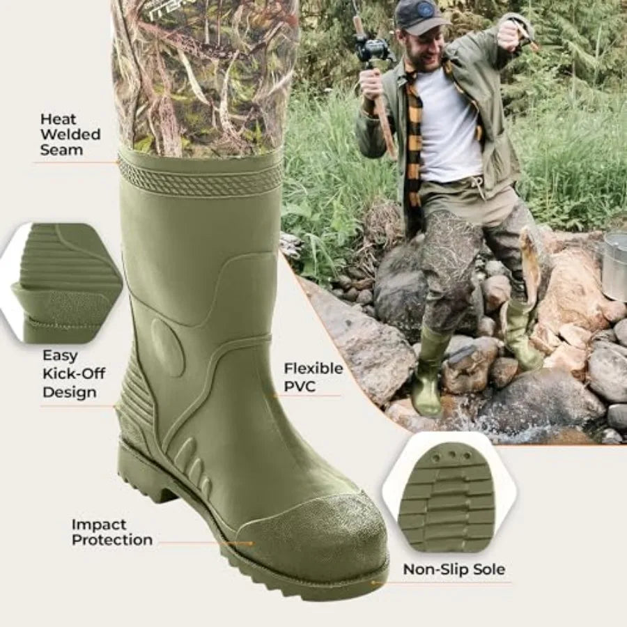 Hip Waders Waterproof Camo Waders for Men and Women with Boots, Lightweight Wading Hip Boots for Fishing and Hunting
