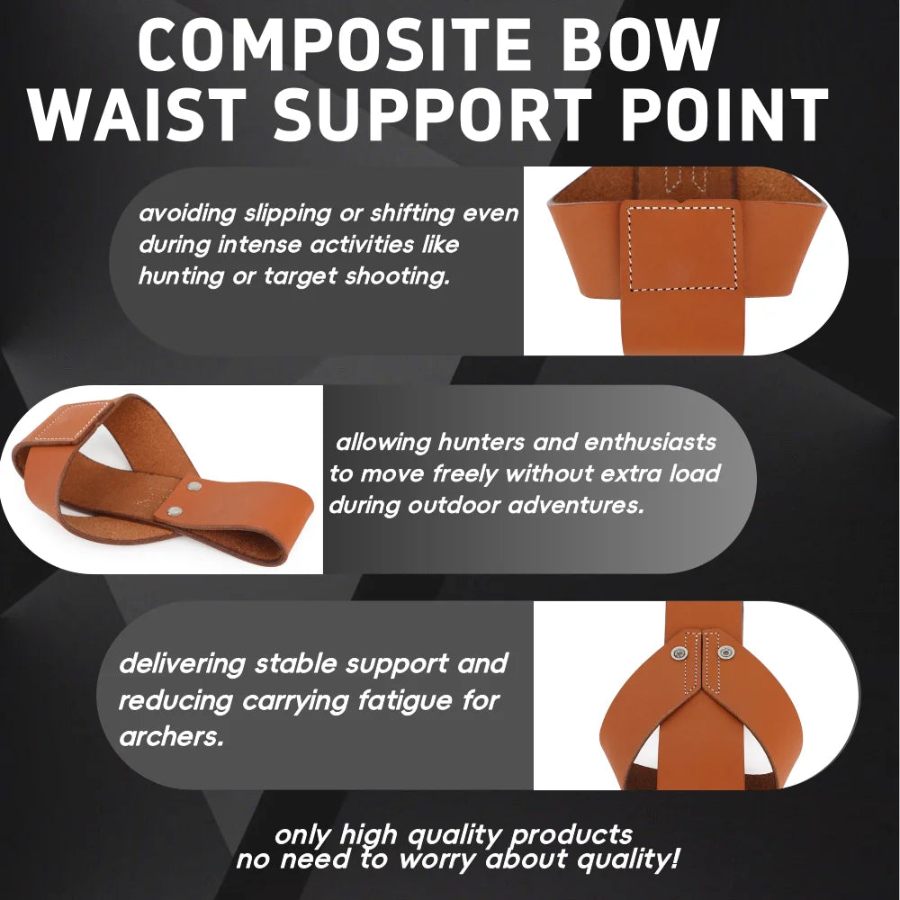 Archery Compound Bow Belt Holder Bag Cowhide Leather Waist Rest for Hunting Shooting Carry Accessories Outdoor Sports