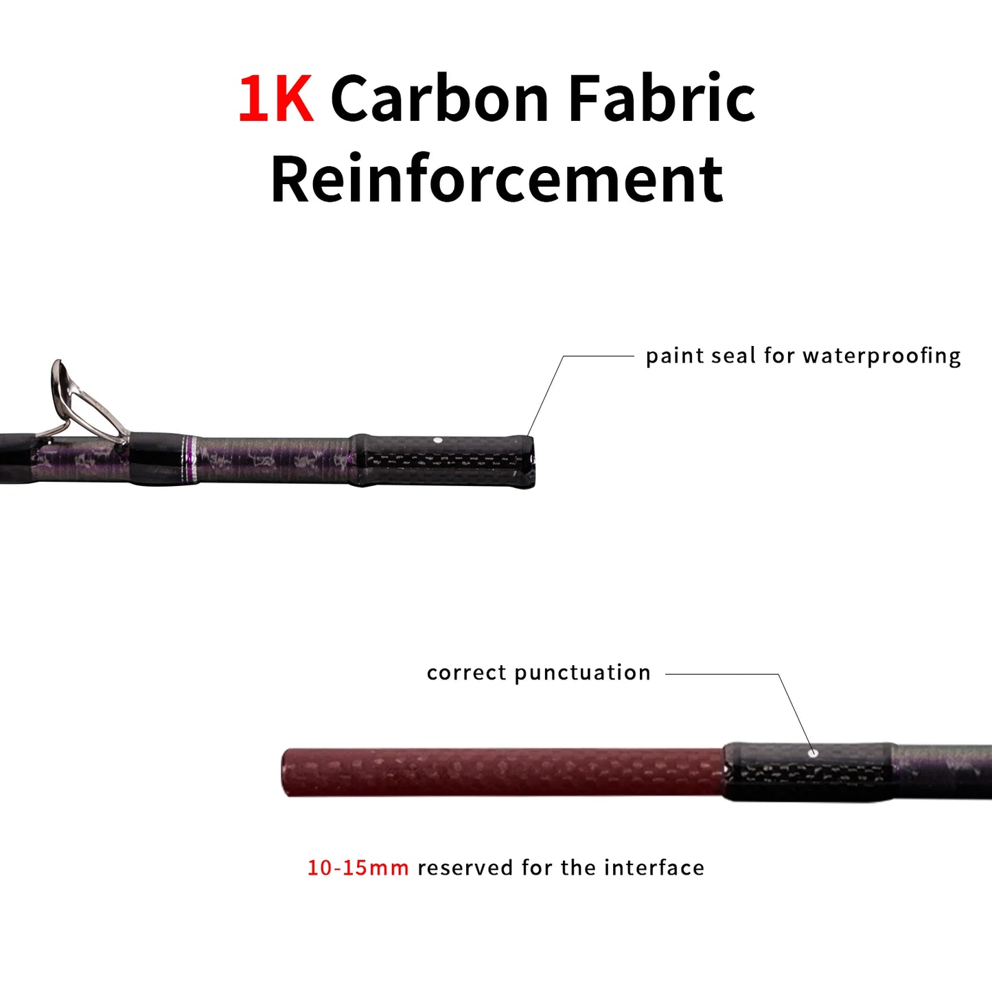 PURELURE ACUTEVIOLET Bass Fishing Rod Spinning Baitcasting Rod  36T Carbon Fiber Jerkbait Rod 2 Piece Regular Fast Action Titanium Frame Guide with Torzite Ring Carbon Reel Seat