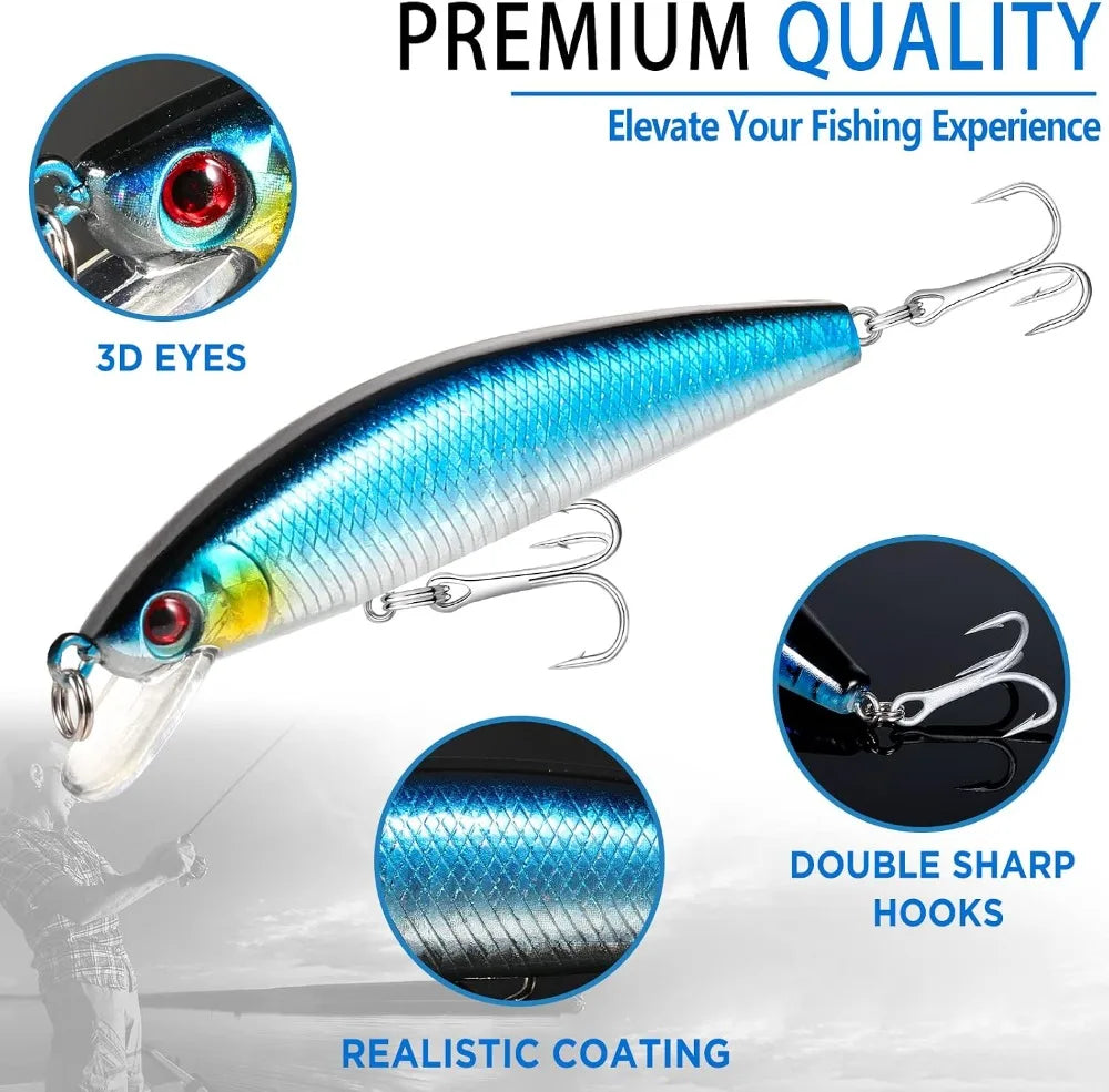 353 PCS Fishing Lures Kit with Tackle Box, Crankbaits, Hooks, Weights, Accessories for Freshwater Bass Trout, Gift for Men