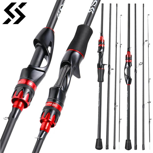 Casting Spinning Fishing Rod 2.1m UltraLight Carbon Fiber Rod Pole 4 Section with EVA Handle 0.8-5g Lure Weight
