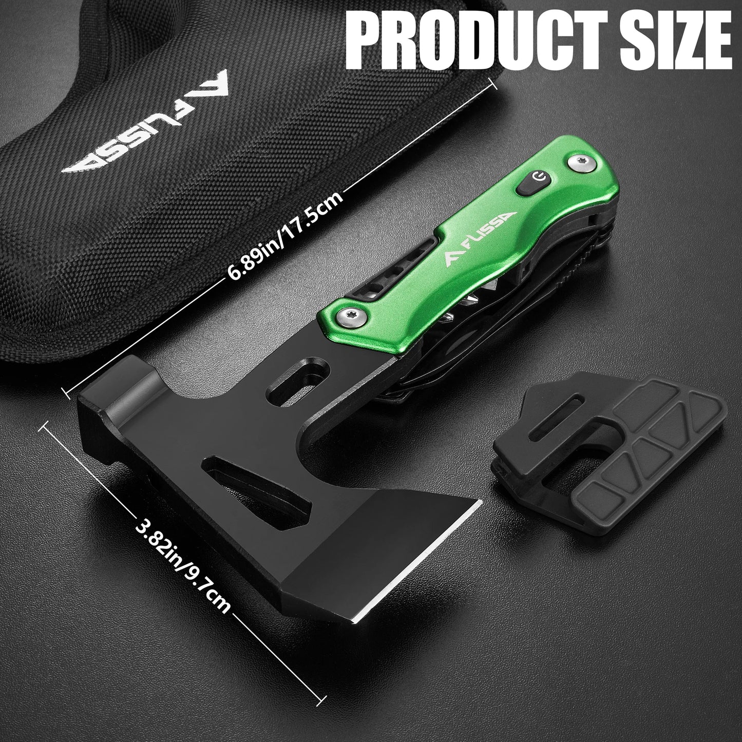 Camping Axe Hammer 14-in-1 Multitool, Hatchet Multi Tool Stainless Steel with LED Light, EDC Hiking Survival Multi Functi
