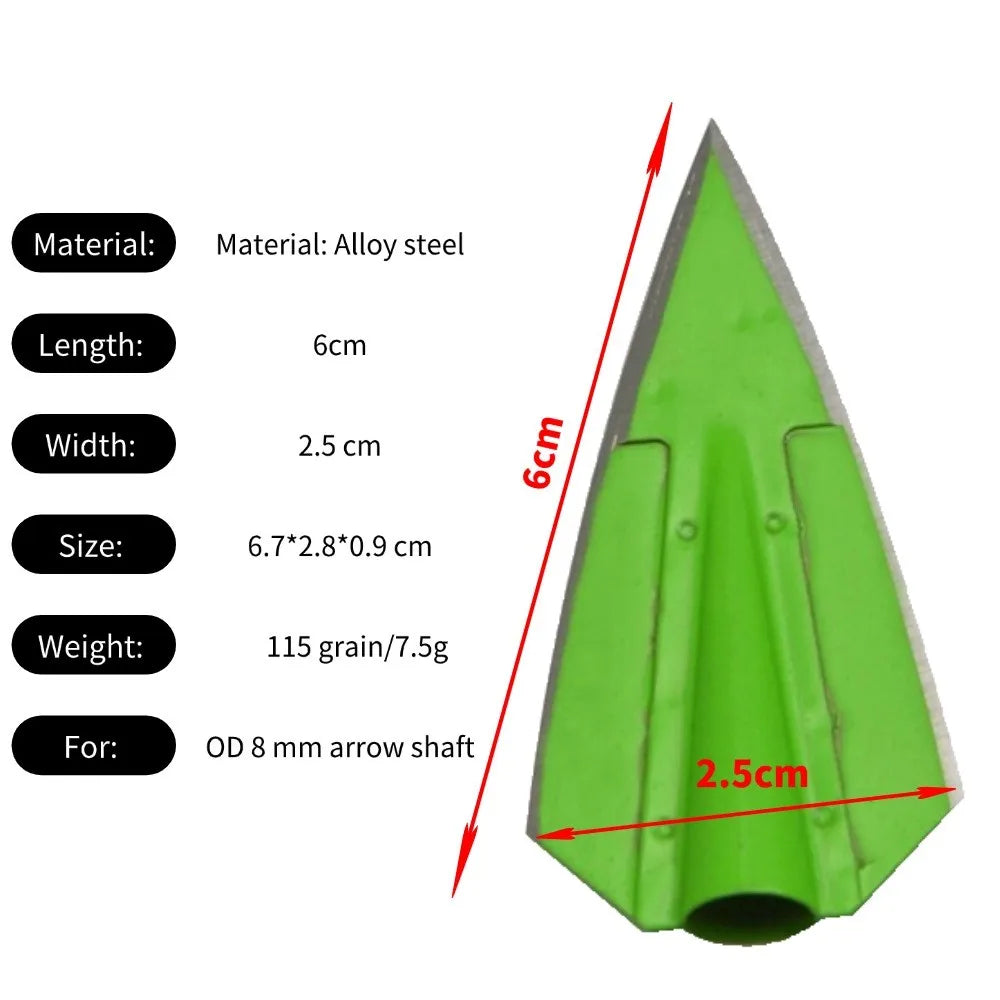 115Gr Hunting Arrowheads OD 8MM Shaft Archery Blade Broadheads Target Arrow Tip Bow Hunting Glue In Point Edged alloy steel