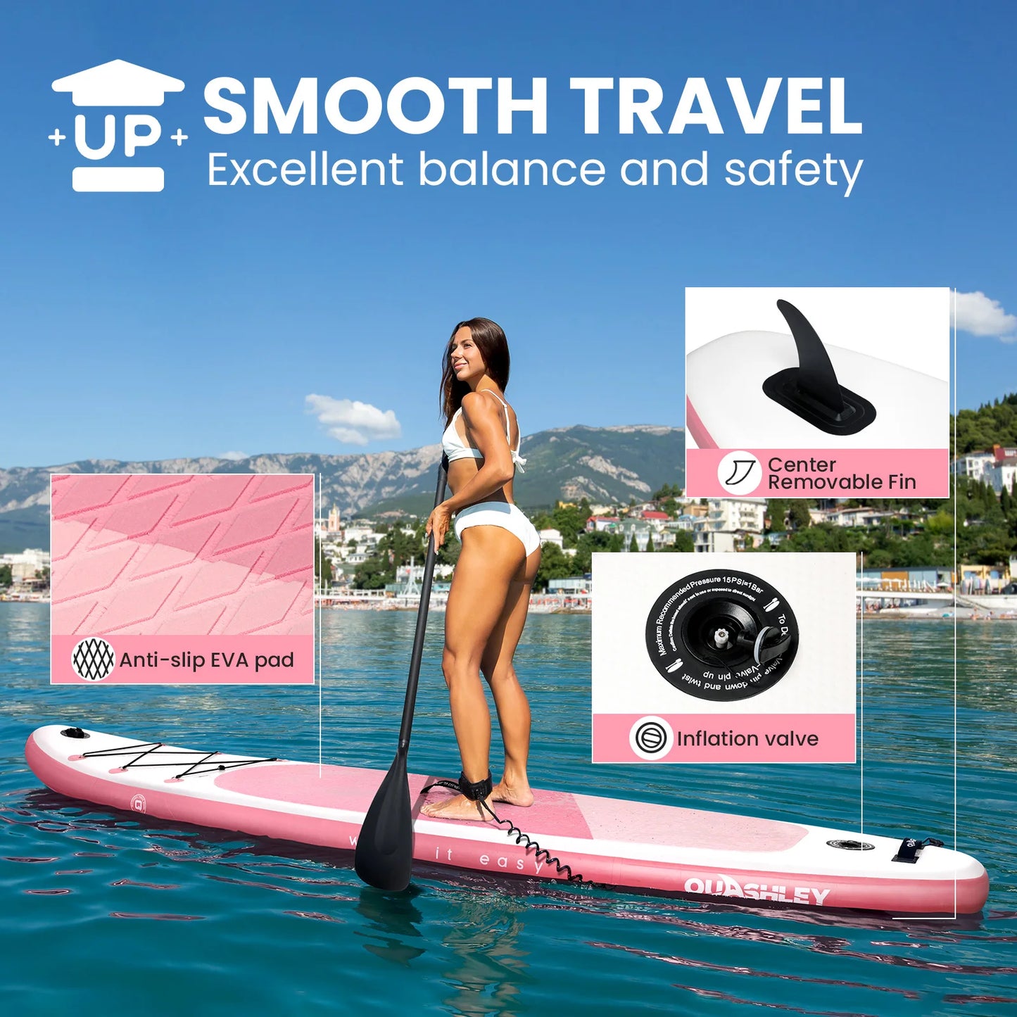 RAYOCON 10FT Inflatable Paddle Board Ultra-Light Stand-Up Paddle Board for All Skill Levels With SUP Accessories