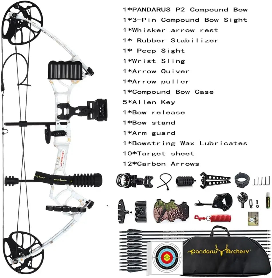 Archery Ready to Hunt Lightweight Compound Bow Package for Adults and Youth，0-50 Lbs Draw Weight,290fps,Limbs Made in USA,with A