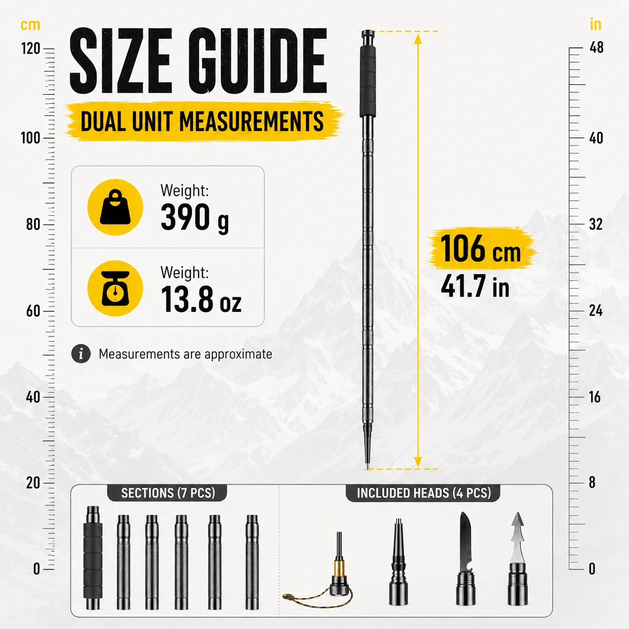 Adjustable 106CM Outdoor Walking Stick, Telescopic Lightweight Hiking Trekking Pole, Non Slip Comfort Grip Travel Camping Equipment, Durable Portable Climbing Support Tool for Outdoor Adventures & Daily Walks