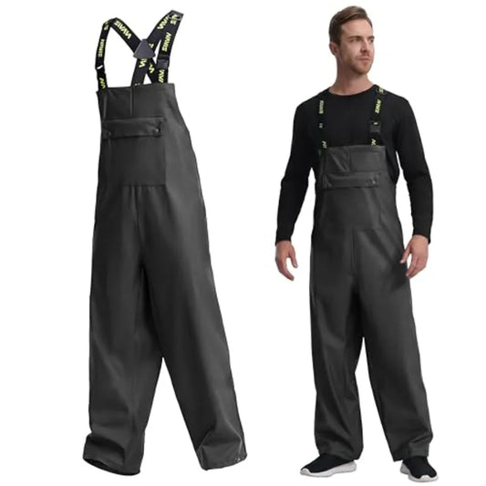 Men's Waterproof Workwear Bib Overalls - Heavy Duty Stretchable Rain Bibs for Fishing and Outdoor Work