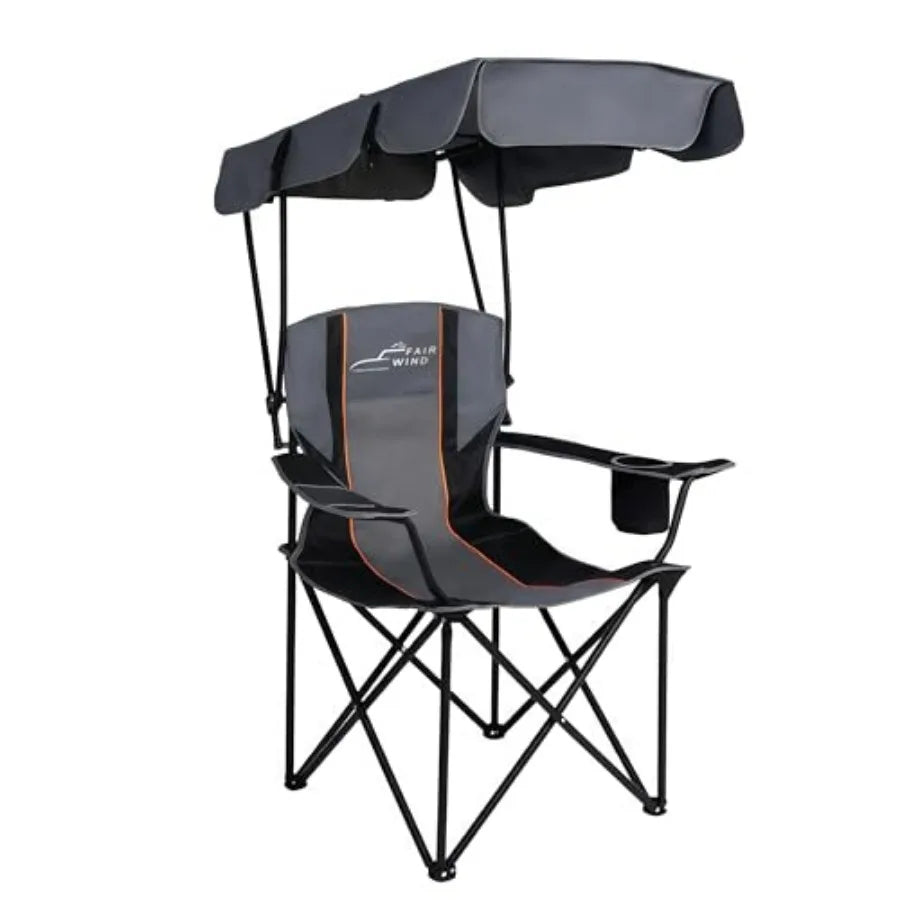 Portable Canopy Camping Chair 380 LBS Capacity Heavy Duty Oversized Folding Lawn Chair with Sunshade for Beach, Fishing, Sports