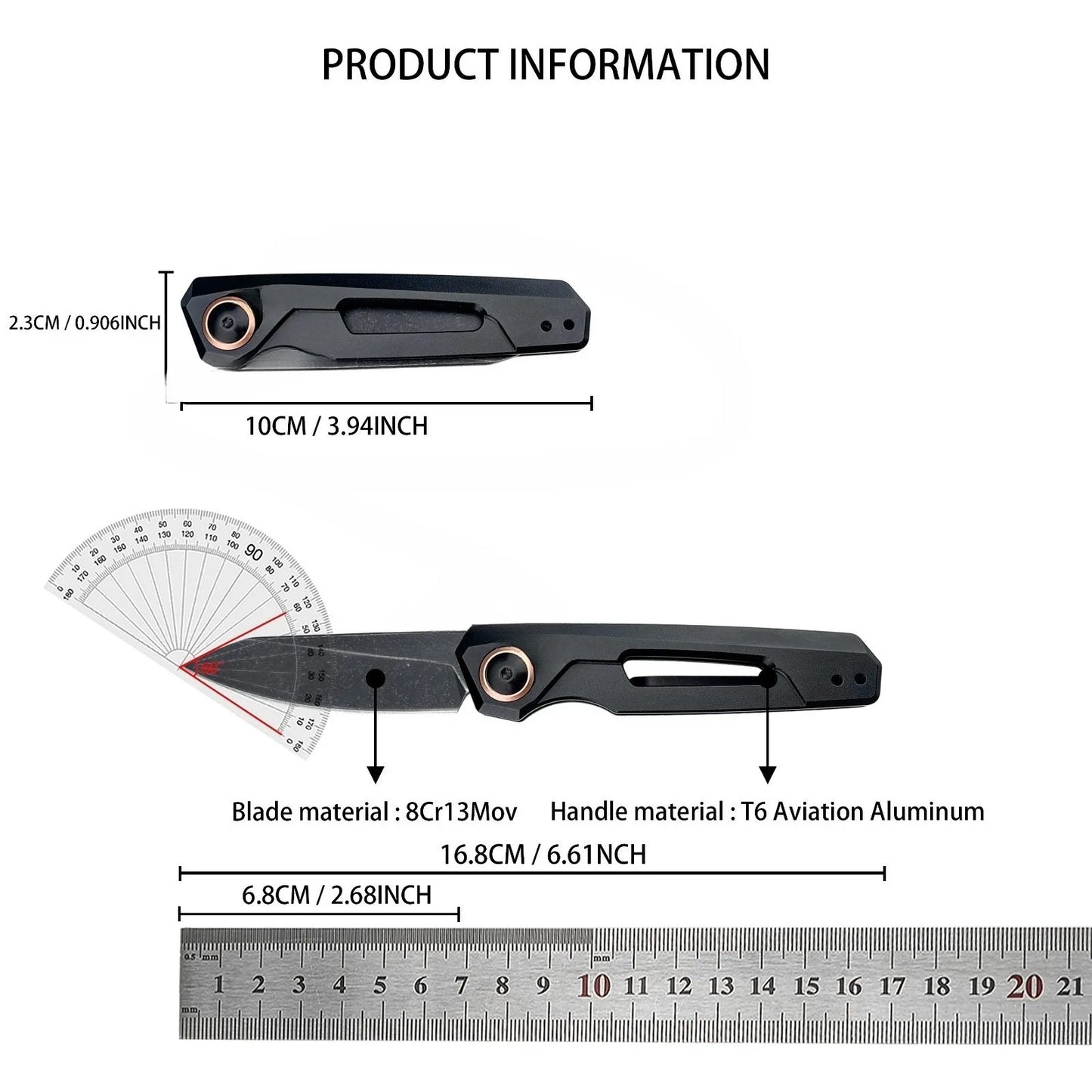 7550 Jungle Folding Knife, Featuring an 8Cr13Mov Blade and T6 Aluminum Alloy Handle—Portable Outdoor Pocket Knife for Daily Use, Exploration, Camping, Rescue, Cutting, and Hiking—Perfect Gift