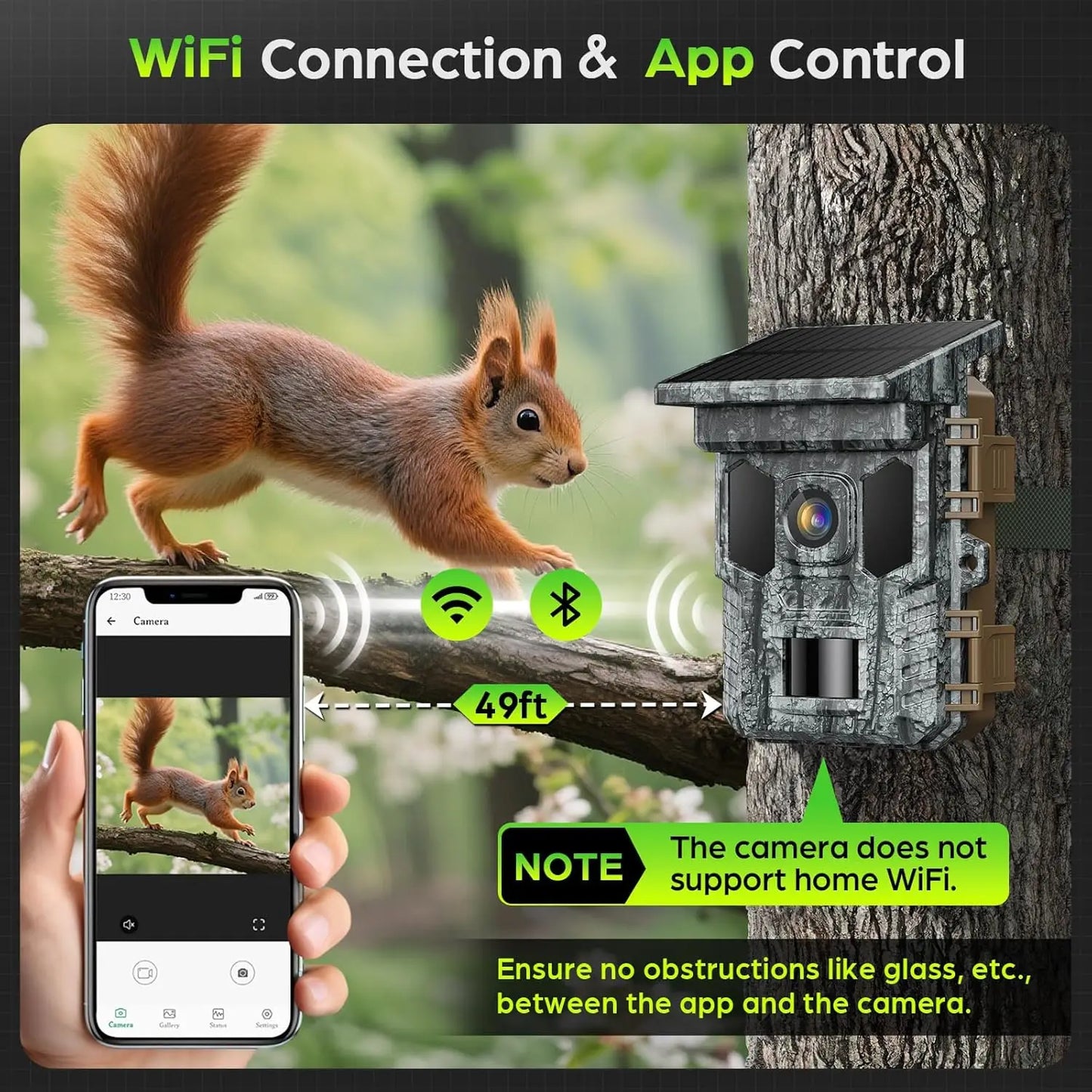 Rechargeable 4K 64MP Trail Cam with Night Vision Motion Activated Waterproof IP66, 0.1s Trigger Game Cam with 850nm Low Glow