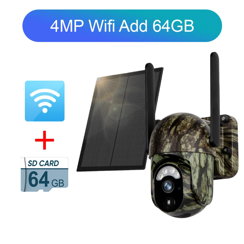 Ubox 4G SIM Solar Security Camera WiFi Outdoor Surveillance Camera Cellular Trail Cam Color Night Vision Human/Animal Detection