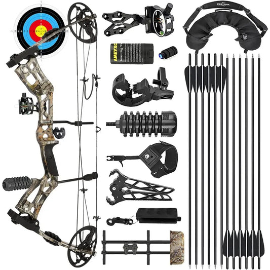 Archery Hunting Compound Bow Kit RTH 3070 LBS Draw Length 23.531 IBO 325FPS Target Shooting Bow with Accessories for Bowfishing