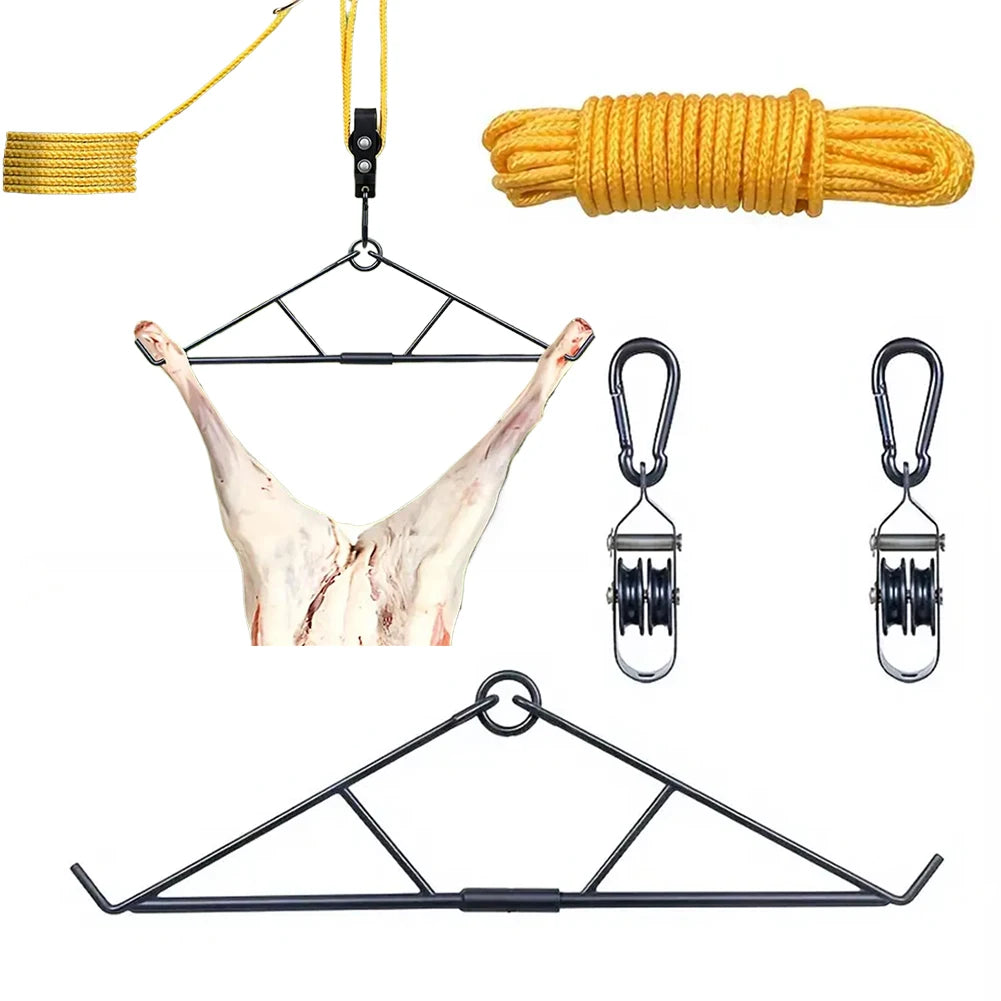 Max To 700 LBS Elk Hoist Pulley Lift System W/Gambrel Deer Hunting Game Hoist Pulley Lift System Hunting Accessories Gift Set