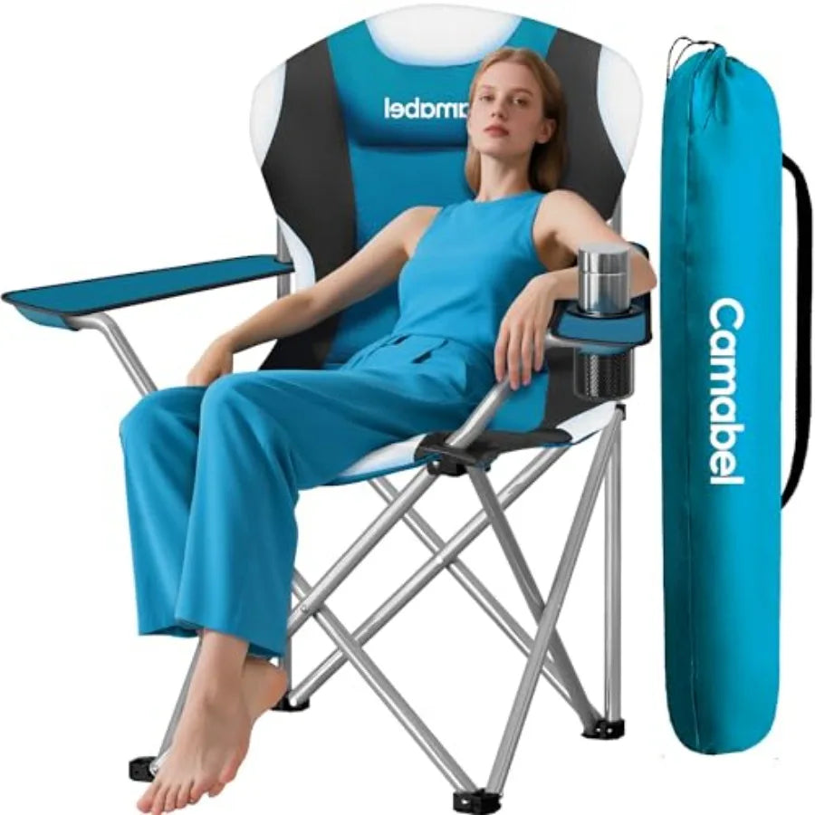 Folding Camping Chairs 400lbs Oversized Outdoor Collapsible Lawn Chair Padded Sports Portable Lightweight Chairs for Beach Hiki