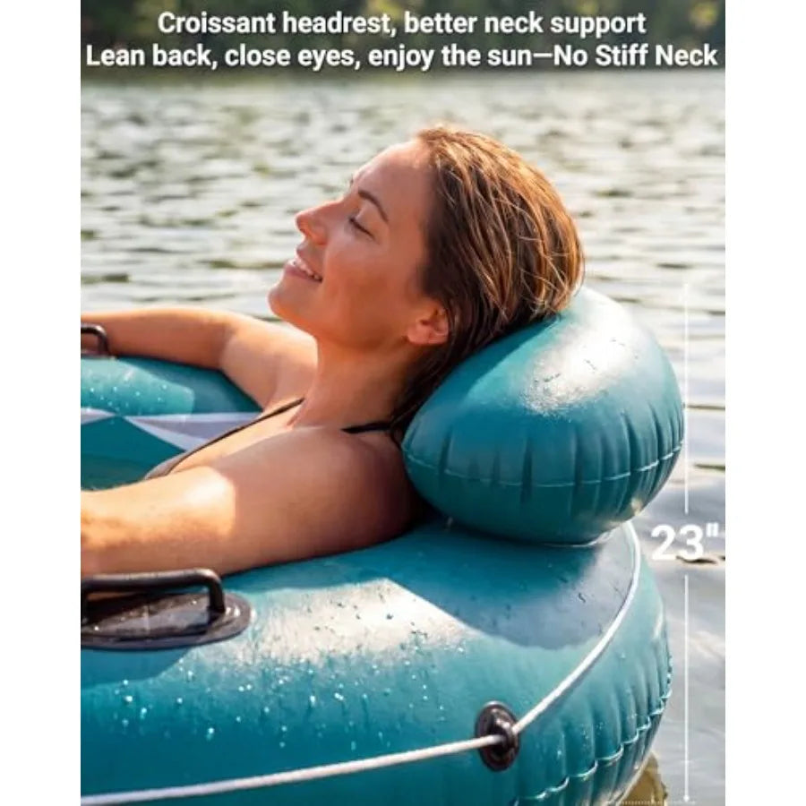 River Tube for Adults, Tube for River Floating, Heavy Duty River Tube for Beach Lake Rafting, River Floats with Mesh Bottom, Pu
