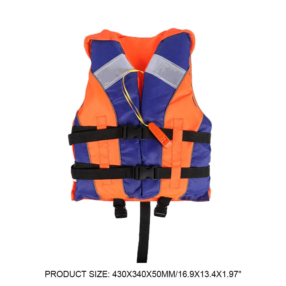 Wear- Life Vest Reflective Strip Life Jacket Vest 210D polyester with Whistle for Fishing Drifting Swimming