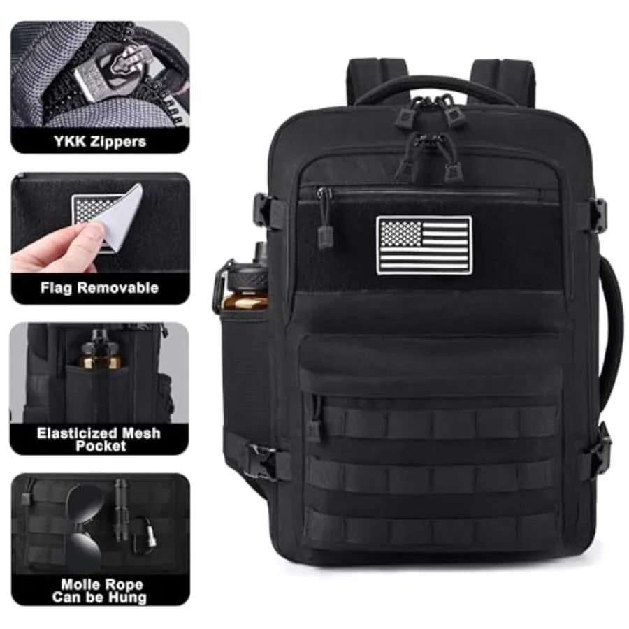 TSA Approved Carry On Backpack, Extra Large Tactical Travel Backpack for Men, Airplane Approved Weekender Bag, Water Resistant