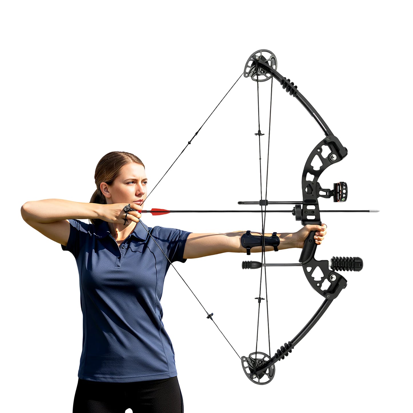 Battleship Professional Compound Pulley Bow, 30-55lbs Adjustable Draw Weight, 24-29.5in Draw Length, Right Hand Archery Bow with 12 Arrows & Complete Accessories for Training & Competition