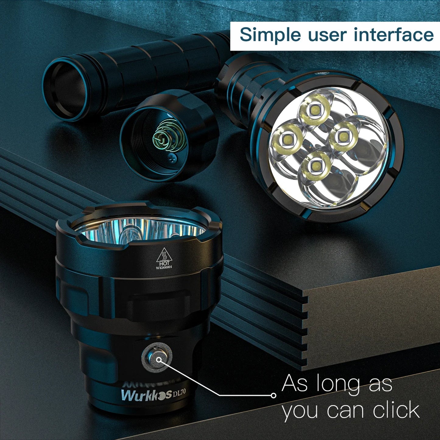 Wurkkos DL70 Diving Flashlight Super Bright Rechargeable 26650 Battery 13000 Lumens Professional Diving Outdoor Flashlight