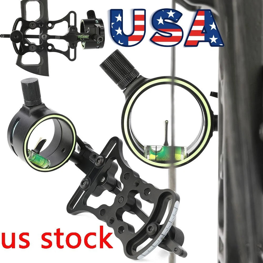 Adjustable Bow Sight 1 Pin 0.019" Fiber Aluminum Alloy Right Hand for Compound Bow Hunting Shooting Target Practice
