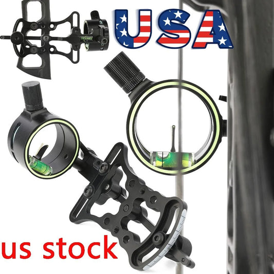 Adjustable Bow Sight 1 Pin 0.019" Fiber Aluminum Alloy Right Hand for Compound Bow Hunting Shooting Target Practice