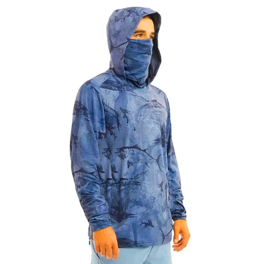 Fishing Hoodie Shirt Sailing Breathable Mask Neck Men Sun Protection Hunting Jersey Fish Gear Beach Tops Wear