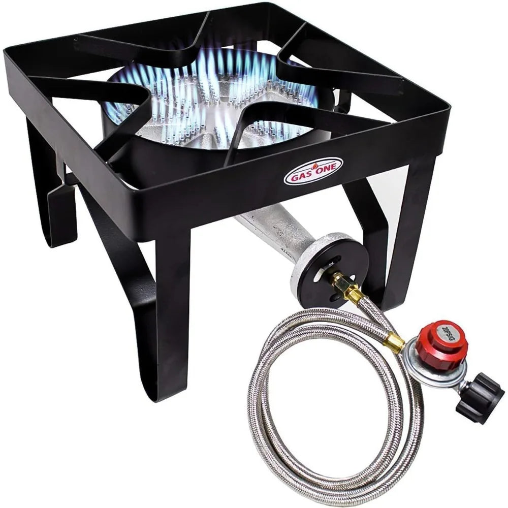 GasOne 200K BTU Propane Burner Heavy-Duty Outdoor Stove with Adjustable 0-20Psi Regulator for Camping And Cooking