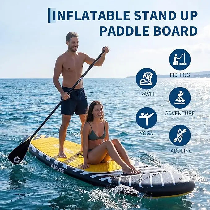 Inflatable Stand Up Paddle Board with Full SUP Accessories, 2-in-1 Paddle, Wide Stable Non-Slip Deck for Adults & Youth