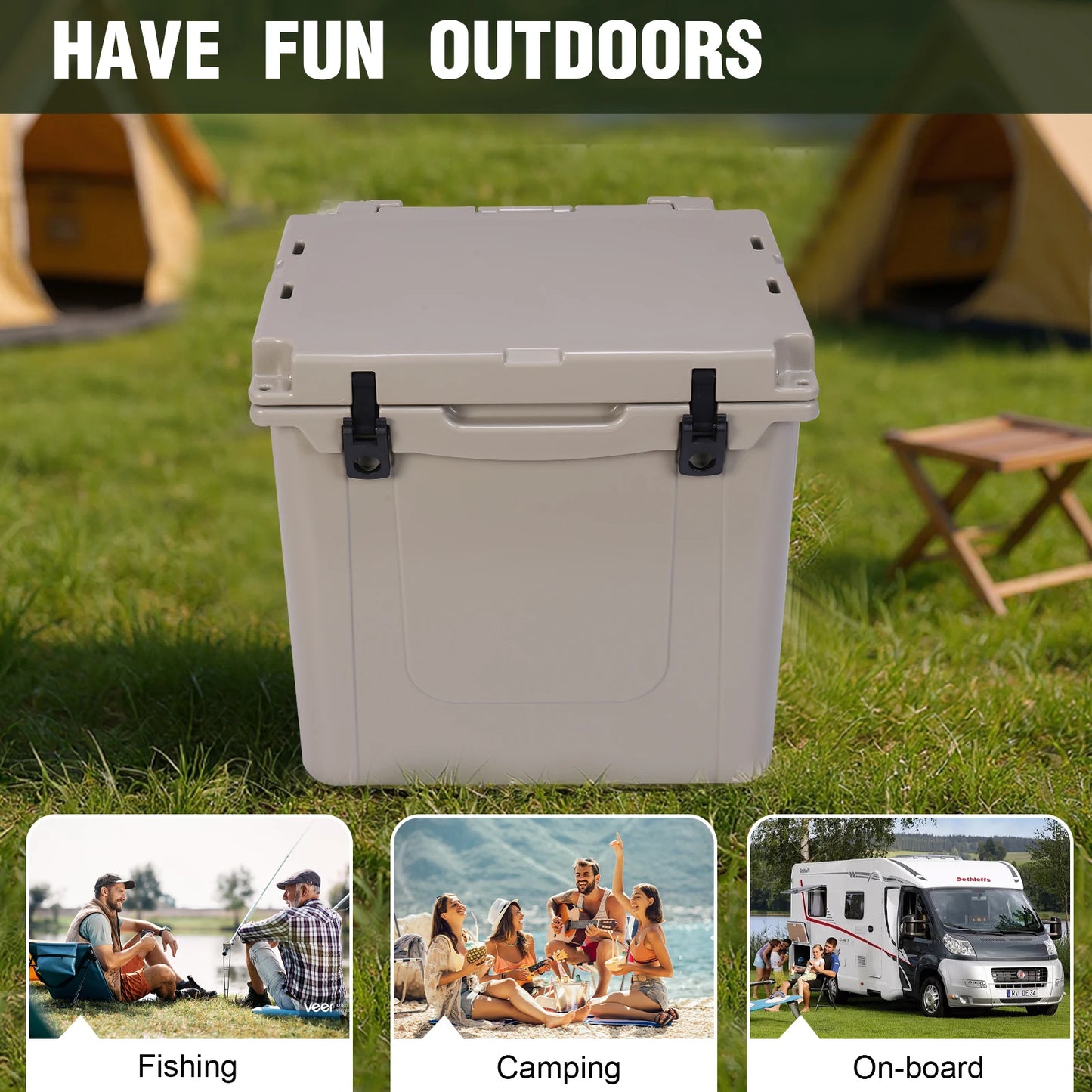 5L Insulated Wheeled Cooler with Portable Handles/Leak-Proof Tight Latches Outdoor Portable Cooler Box for Beach Camping Fishing